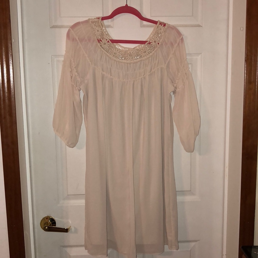 Free 2 luv cream dress above knee.